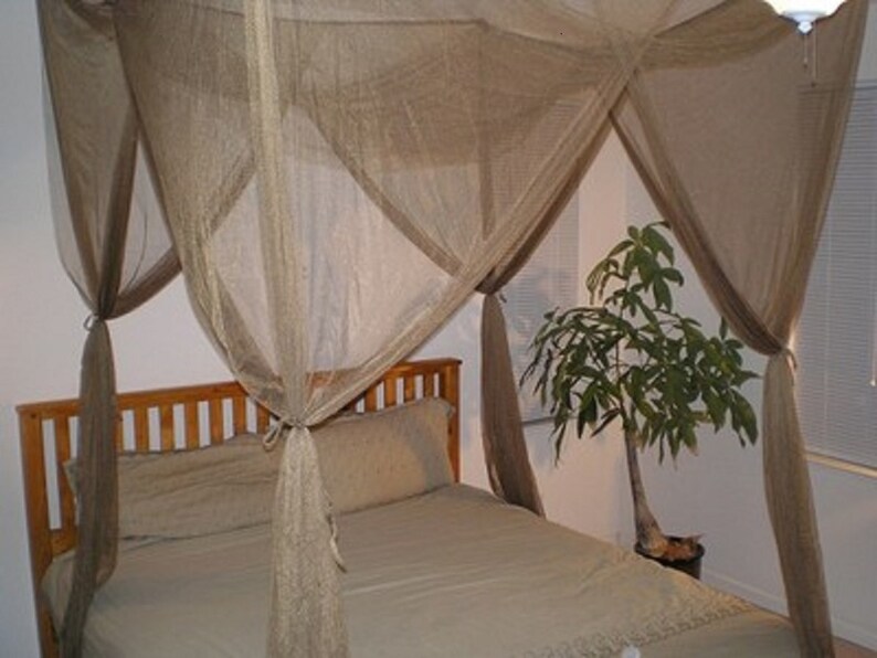 Four Poster Bed Canopy Netting Functional Mosquito Net Full Etsy Canada