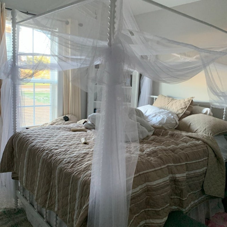 Four Poster Bed Canopy Netting Functional Mosquito Net Full Etsy