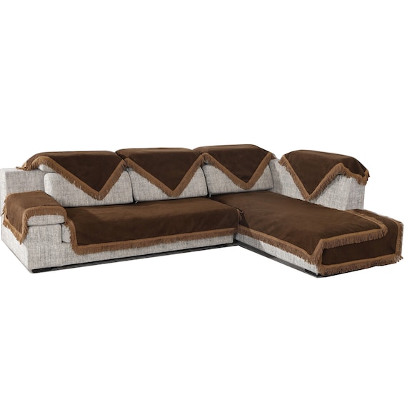 Microsuede Brown Color Sofa Couch Sofa Sleeper Cover With Etsy