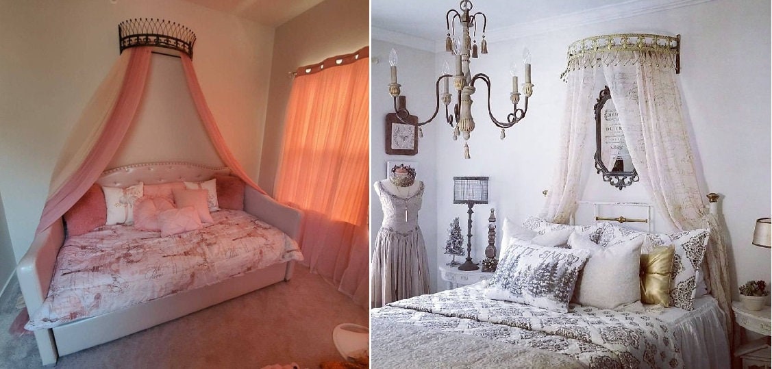 Metal Wall Teester Bed Canopy Drapery Bed Crown Hardware Etsy Canada