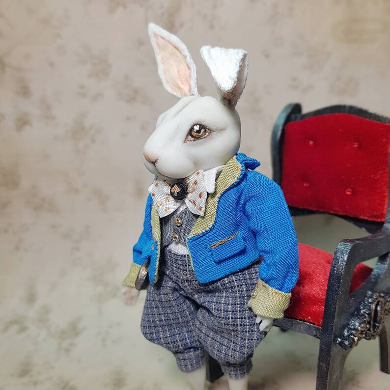 OOAK Lapin blanc miniature Alice au pays des merveilles  Etsy