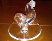 Lovely Lalique Rooster Ring Jewelry Dish- Signed