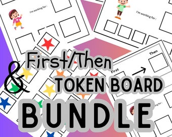 First/Then Token Board Bundle, Special Needs Visual Aids, Autism, Reward Chart, Token Economy Board, Classroom visual schedule printable