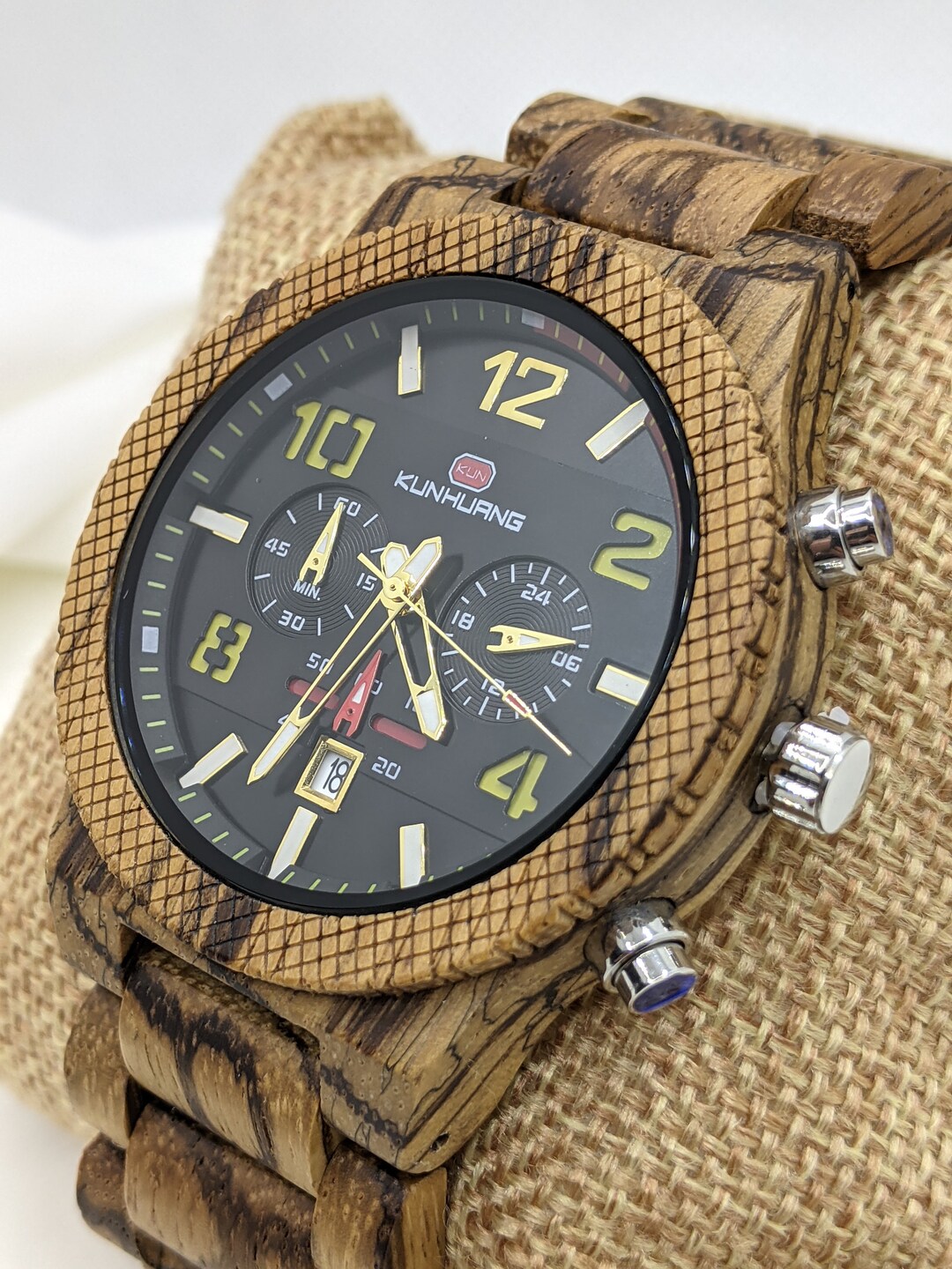 Round Wooden Watch Anniversary Gift Wood Watch Men Women Etsy