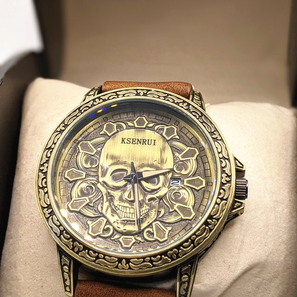 Steampunk watch anniversary gift, vintage watch men, women vintage watch, leather strap watch