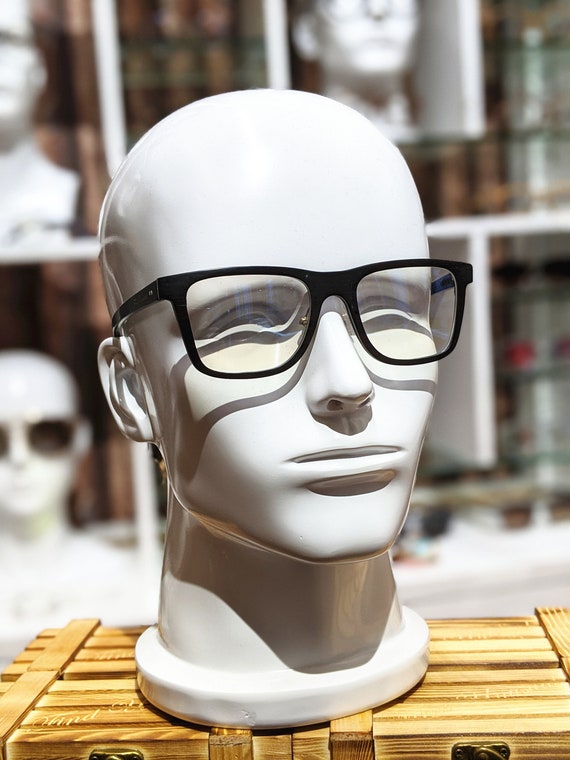 Gafas cuadradas de madera con clip en montura de bano gafas