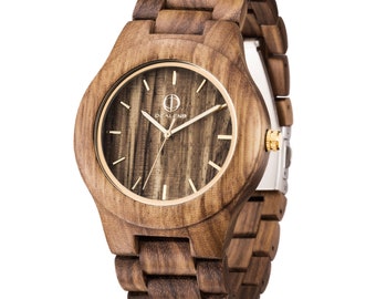 Round wooden watch anniversary gift, wood watch men, women wooden watch