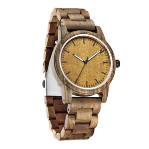 Round wooden watch anniversary gift, wood watch men, women wooden watch