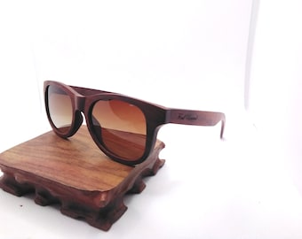 Solid red sandalwood square limited edition sunglasses unisex