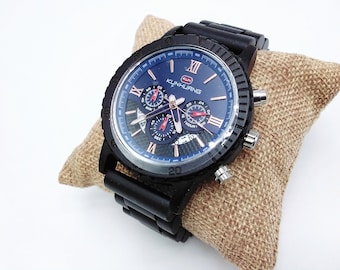 Round wooden watch, anniversary gift, wood watch men, women wooden watch, personlise watch, Free engraving wood watch