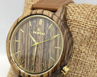 Natural round bamboo watch anniversary gift, wood watch men, women wooden watch