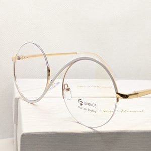 Blue light Round glasses frame prescription glasses Groomsmen proposal eye glasses frames White