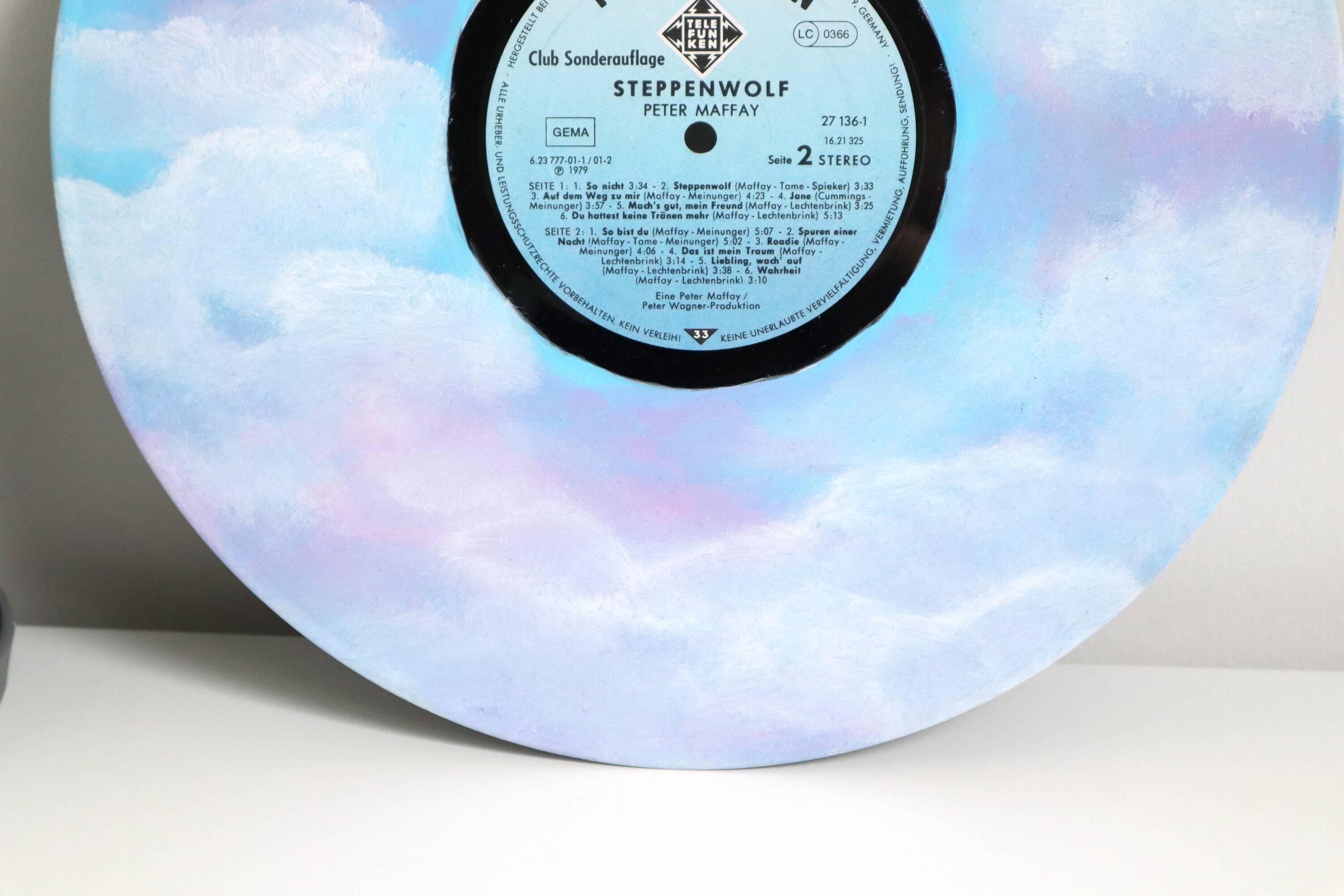 Painted Vinyl Record Clouds Sky Acrylic paint Record Art Etsy