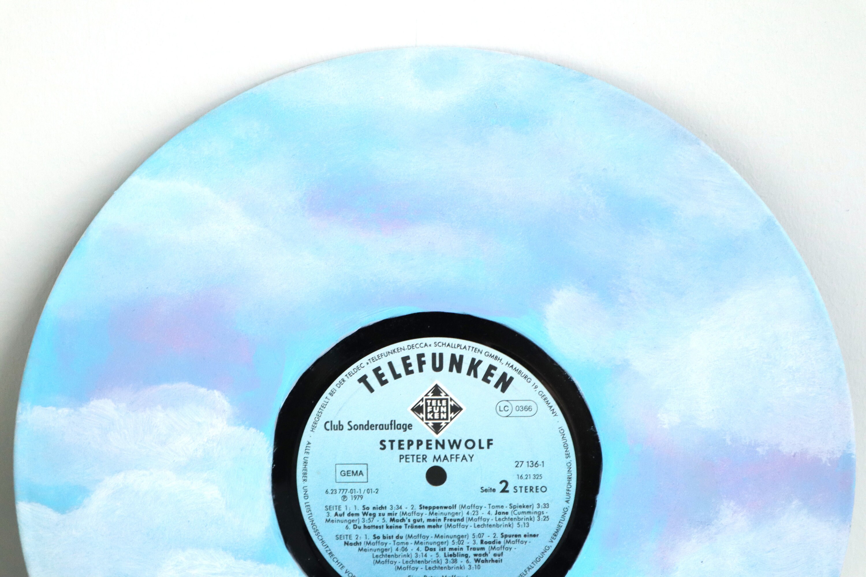 Painted Vinyl Record Clouds Sky Acrylic paint Record Art Etsy