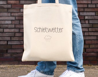 Schietwetter Tote Bag Maritim Jutebeutel mit Spruch Motiv Norddeutsch | Shopper | Baumwolltasche | Strandtasche | Hamburg