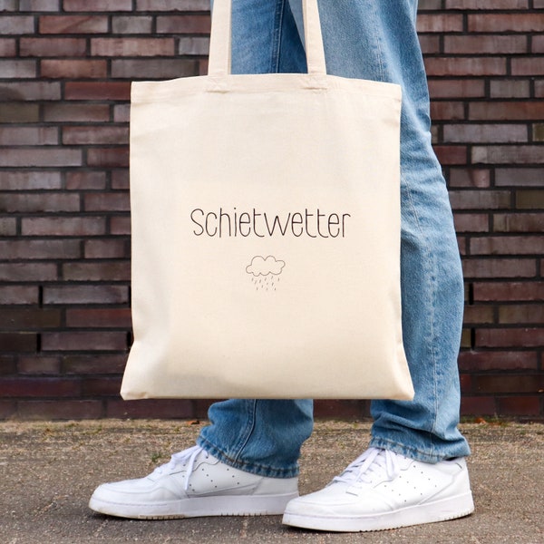 Schietwetter Tote Bag Maritim Jutebeutel mit Spruch Motiv Norddeutsch | Shopper | Baumwolltasche | Strandtasche | Hamburg