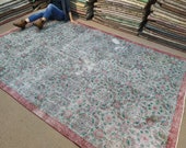 6 39 11 quot X 10 39 4 quot Anatolian Tribal Area rug, Tribal Rug Gray Green Pattern Vintage Carpet, Area Rug Rug Living Room, Large Rug and Carpet RA263