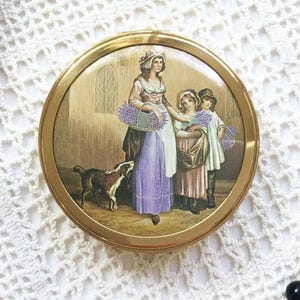 Vintage Powder Compact, Victoriaanse lavendelverkoper van Yardley, goudkleurige kast