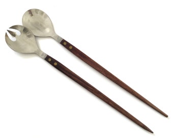 Sterling and Rosewood Salad Servers-Mexico Designer Signed