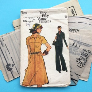 1970s Vogue Sewing Pattern 8983: Dress, Tunic & Pants, Bust 35&quot;