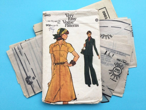 Vogue Sewing Pattern 8983: 1970s Dress, Tunic & Pants, Bust 35"
