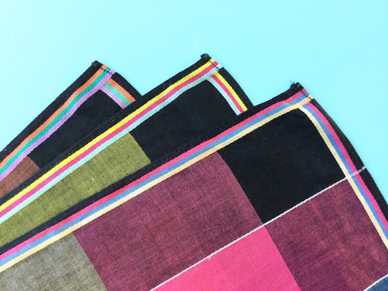 Vintage handkerchief set colourful mens handkerchiefs