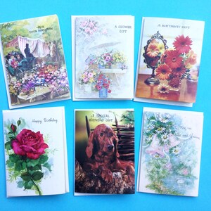 Cartões-presente vintage, conjunto de 6, sem uso, com envelopes, Coleção Coronation, cartões dos anos 1960, cartão-presente de aniversário, kitsch de meados do século, feito nos EUA