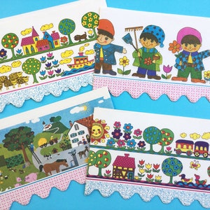 Regalpapier, niedliche Muster für Kinderzimmer oder Küche, Auswahl aus 4 Designs, Vintage Dekorpapier