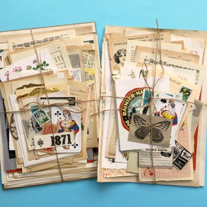 Paquete grande de efímeras vintage, 70 piezas: páginas de diccionario, ilustraciones botánicas, naipes, papel musical para diarios basura, collages, etc.