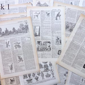vintage pages de dictionnaire, 25 feuilles illustrées, langue française, grandes pages Larousse, vieux papier pour albums, journaux, découpage