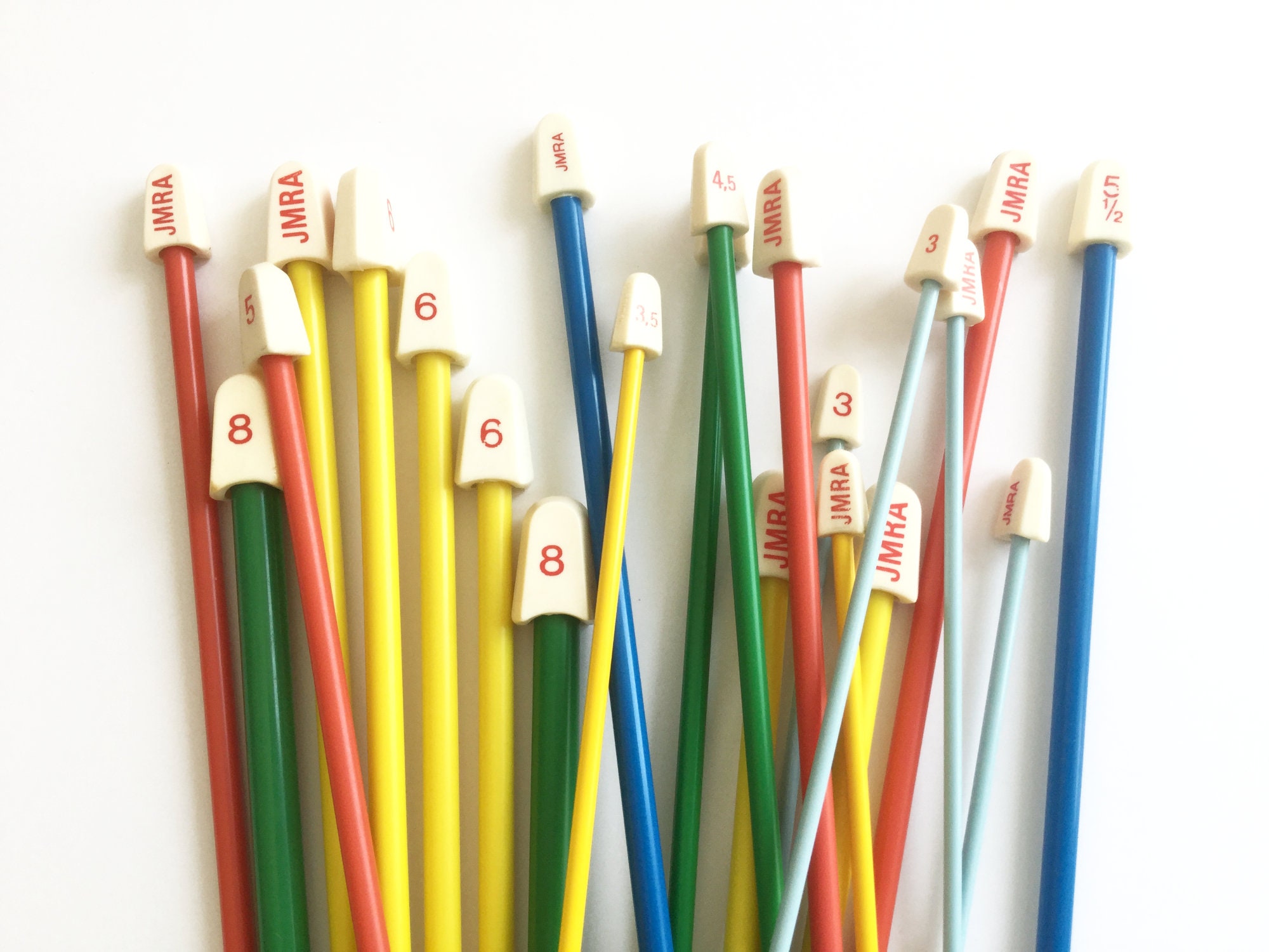 Vintage JMRA knitting needles various sizes and colours Etsy