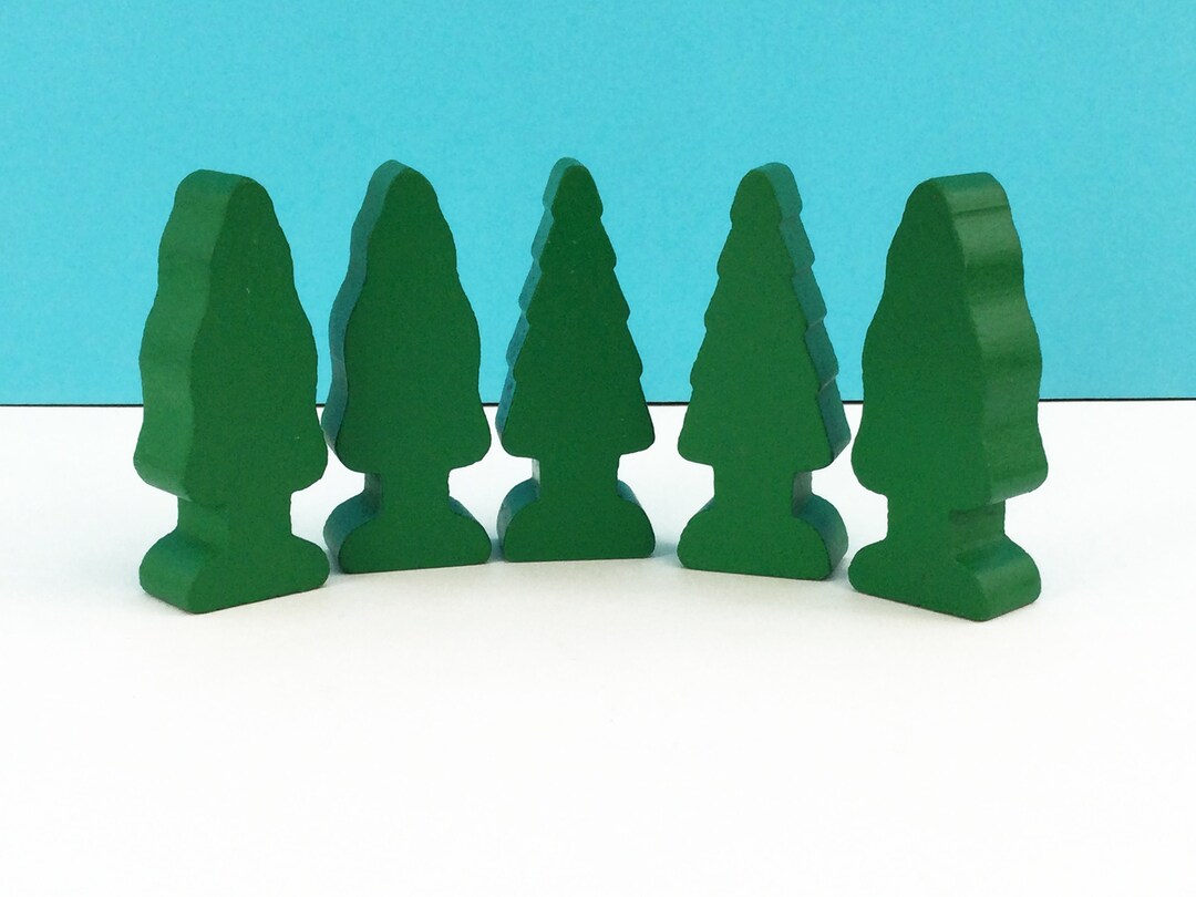 Wood Block Trees, Pine or Christmas Trees, Hand Made and Hand Painted, Set of 5, Christmas Decor