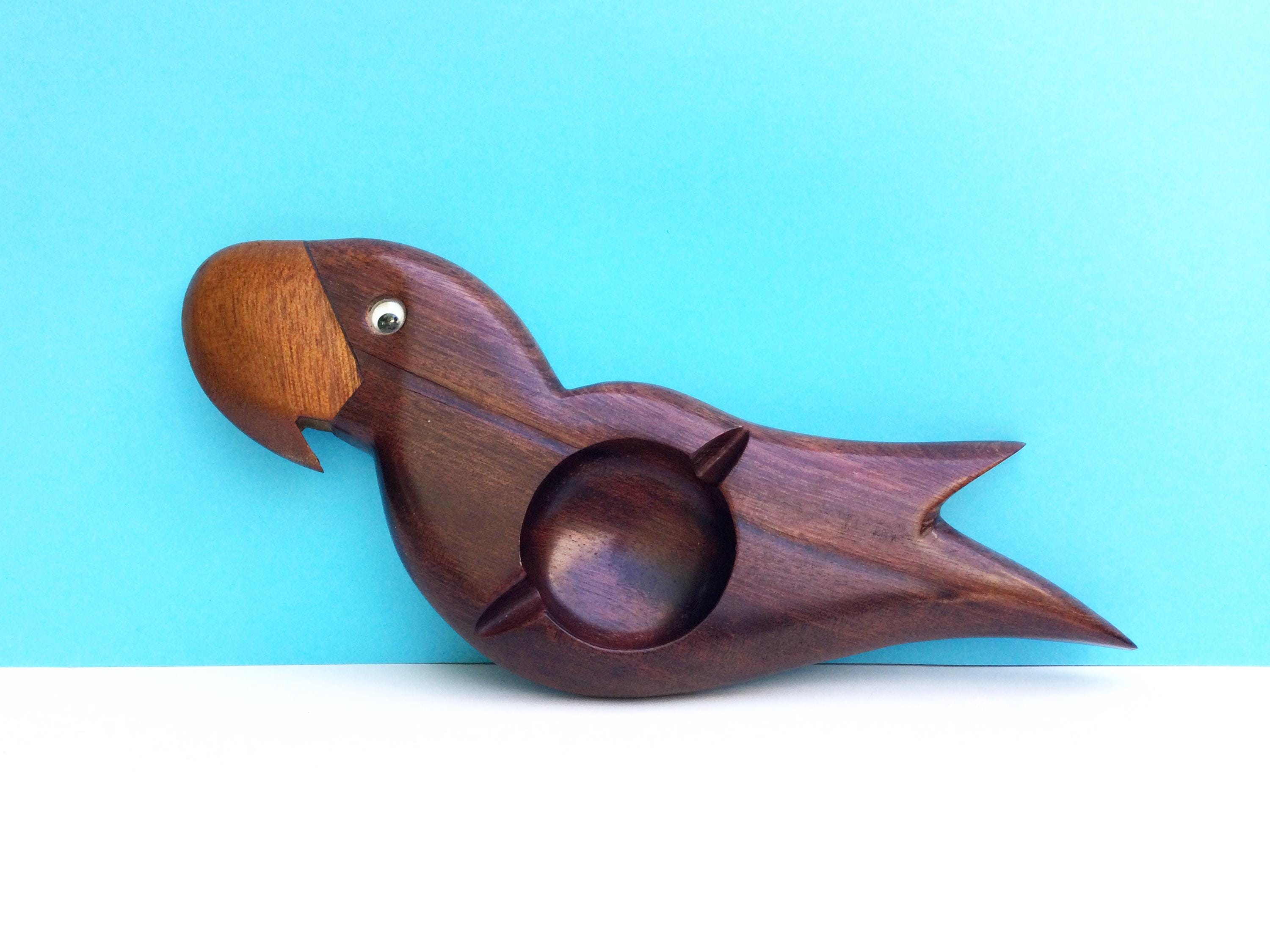 ヴィンテージ木製オウム灰皿：デスクペンホルダー、小物入れ - Etsy