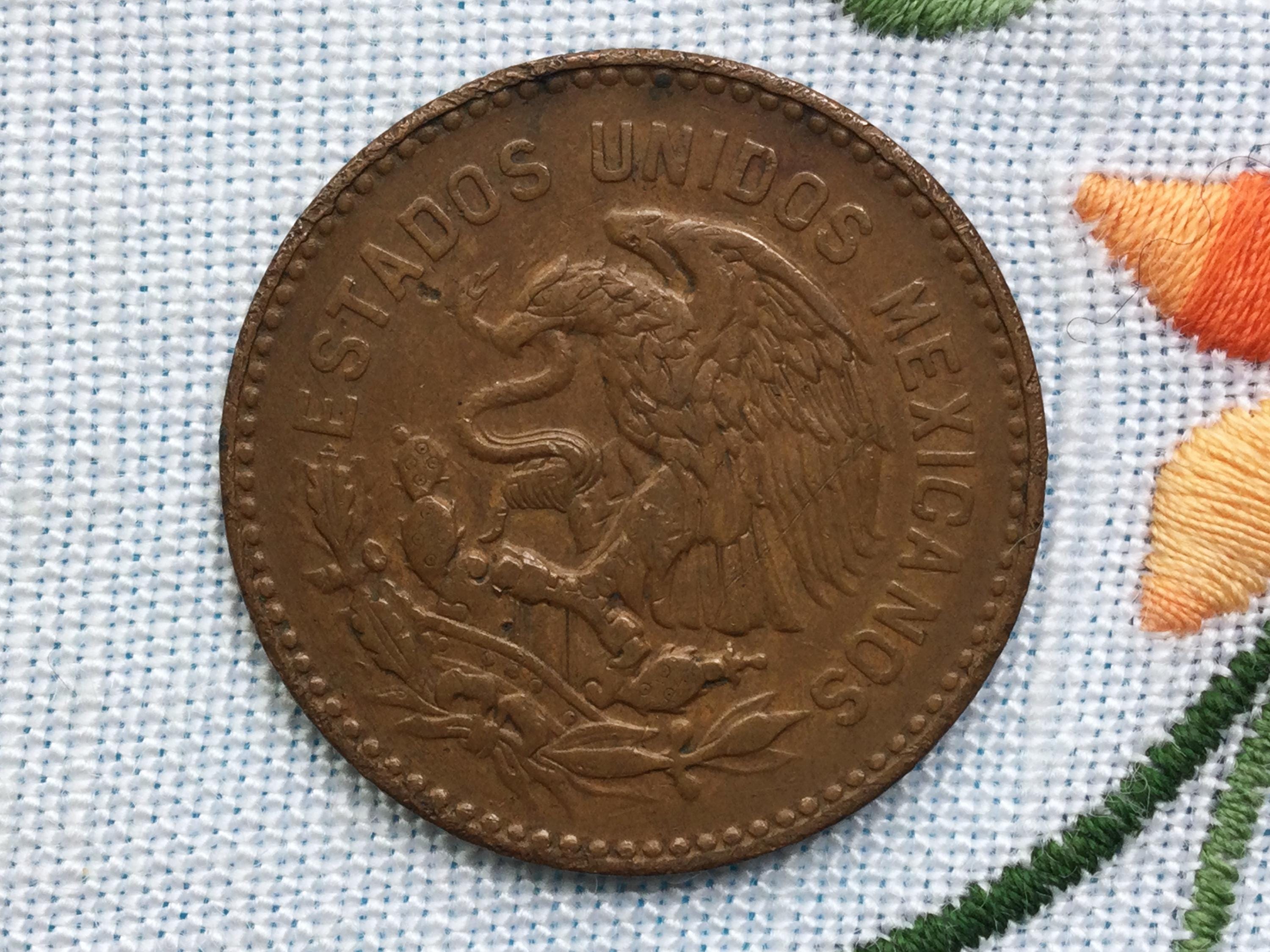 1957 Mexico 50 Centavos Bronze Coin: Cuauhtemoc & Eagle - Etsy