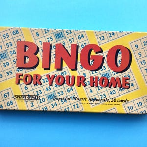 Bingo vintage pour votre maison, jeux de lance des années 1970, coffret de 36 cartes de bingo, numéros en plastique, fabriqué en Angleterre, cadeau de famille, cadeau vintage