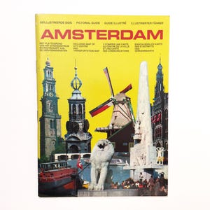 Vintage Amsterdam travel guide, 1970s tourist guide, multi language, colour photos, historical ephemera, SuperCards Guide, Amsterdam gift