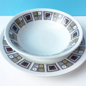 Kathie Winkle Rushstone Plate and Bowl Set - Mid Century Modern Design