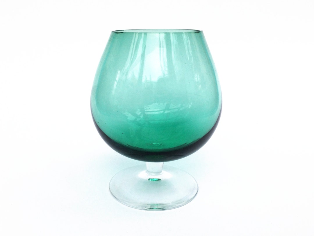 Vintage Brandy Glass, Emerald Green Glass, Brandy Snifter, Cognac Glass, Brandy Bowl, Christmas