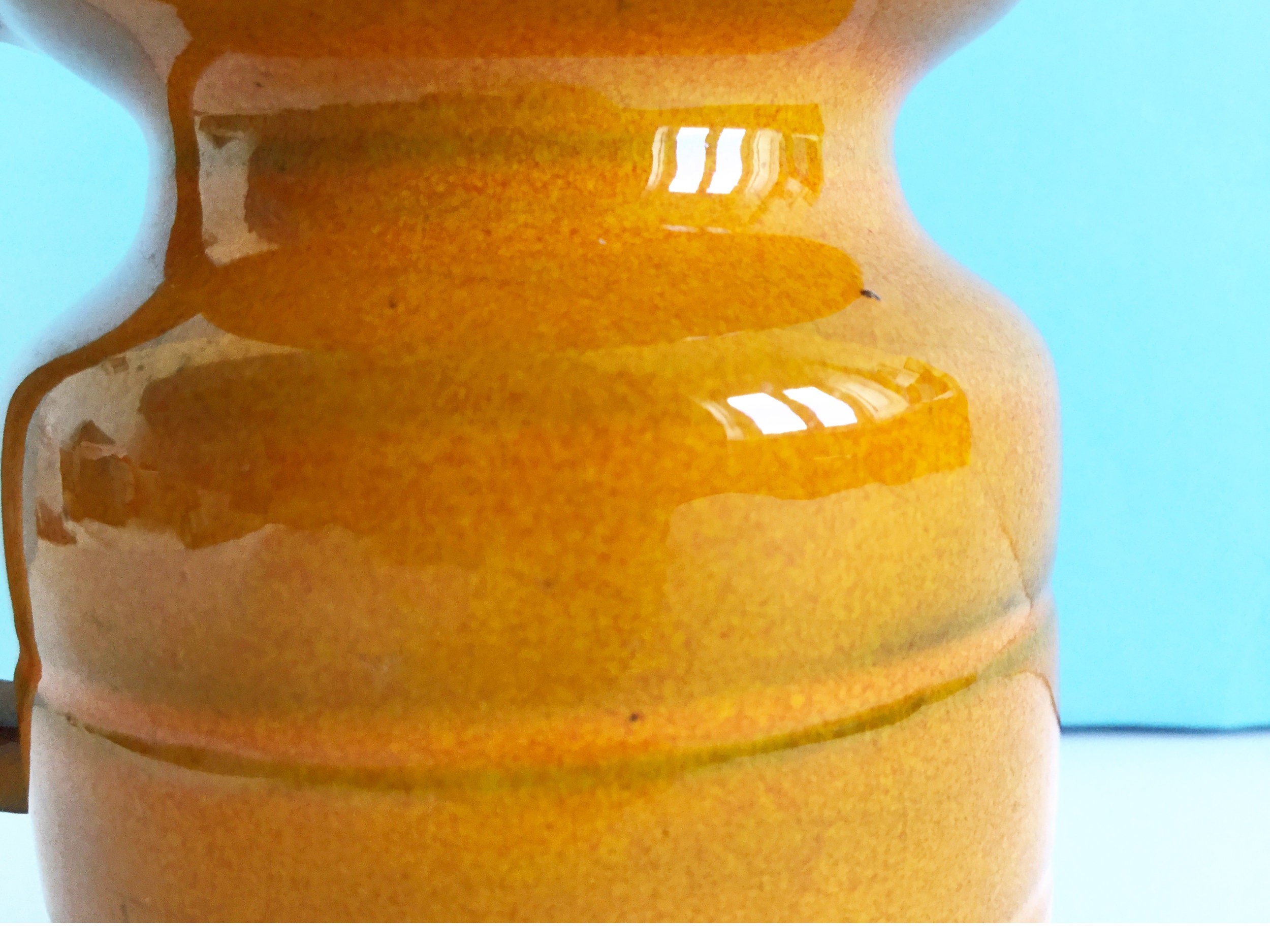 Orange ceramic vase with handle West German Pottery vintage Etsy