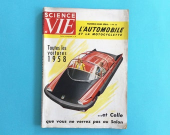 Vintage car magazine, 1950s French Automobile, special edition, Science and Life, 1957 birthday gift, car lover gift, Father's Day gift