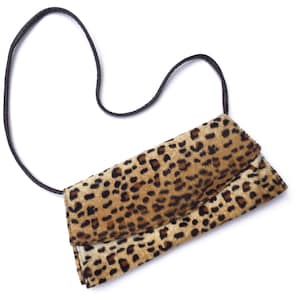 Leopardenmuster Clutch Geldbörse, Schultergurt, 2 Taschen, Schnappverschluss, Abendtasche, Party Geldbörse, lange Tasche im Umschlagstil, künstliche Leopardenfell