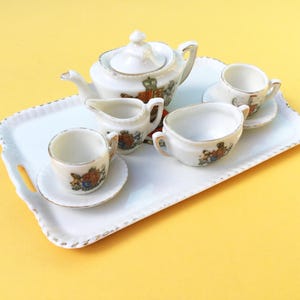 Antique Miniature Porcelain Tea Set: Gemma Schmidt Crestware, British Crests