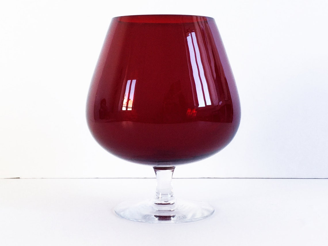 Balloon brandy glasses red glass large or medium cognac or Etsy
