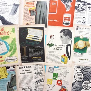 Vintage tijdschriftadvertenties voor mannen, mode uit de jaren 1950, fantastische graphics, stijl uit het midden van de eeuw, set van 12 voor decoupage, kaarten maken, plakboeken, inlijsten