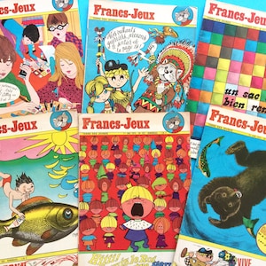 Vintage französische Zeitschrift für Kinder, Fair Play / Francs Jeux, Ausgaben von 1972 und 1973, bunte Illustrationen, 70er Jahre Geburtstagsgeschenk