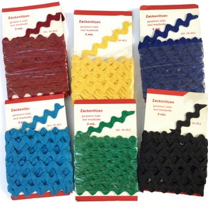 Vintage rick rack, 3/4&quot; wide x 3 m, colour fast, new old stock, Made in Germany, choice of colours