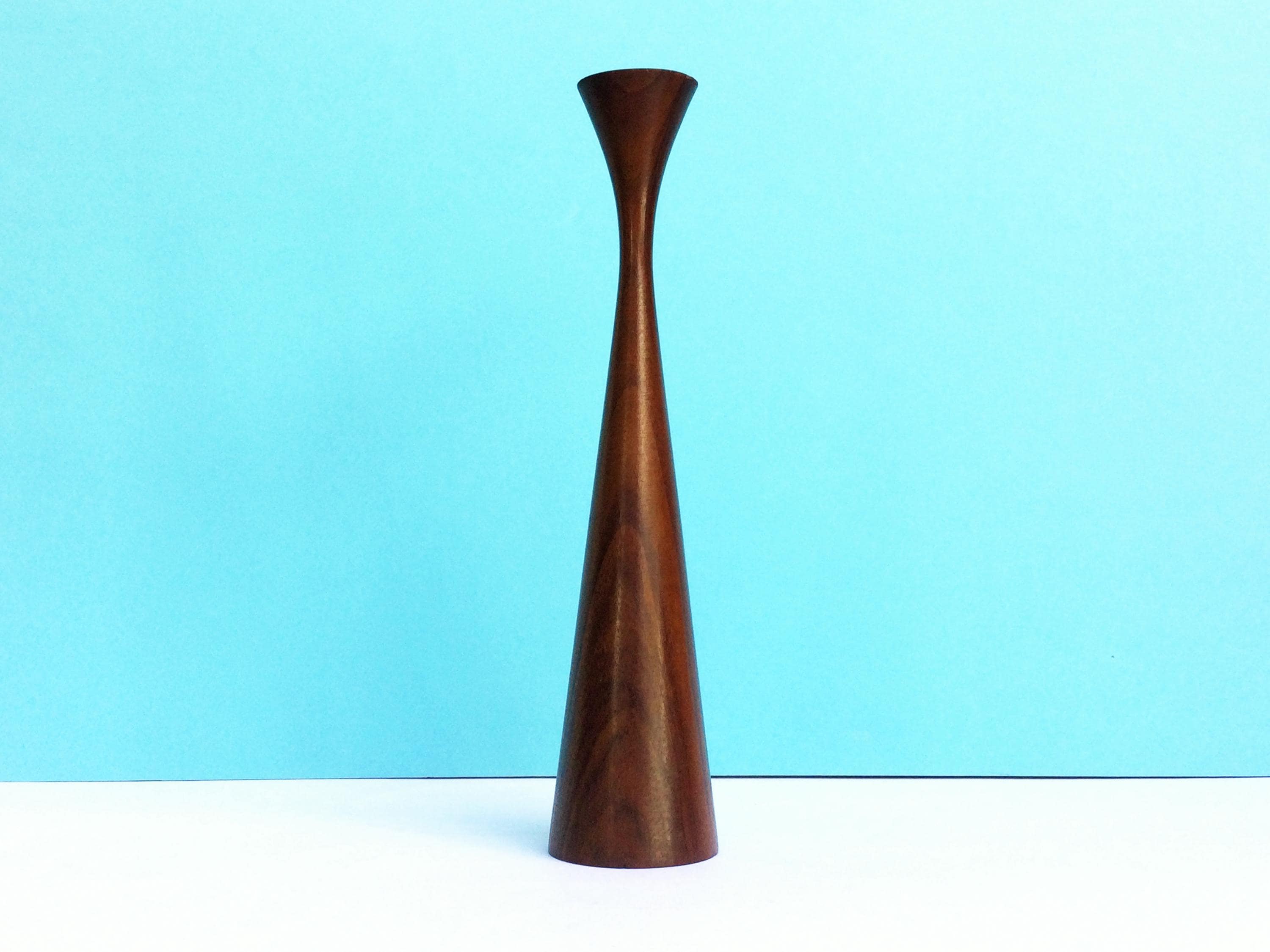 ヴィンテージ木製キャンドルスティック、ミッドセンチュリーモダン