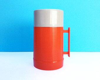 Vintage Lebensmittel Thermoskanne von Aladdin, 70er Jahre Orange & Beige, Retro Camping Flasche, Picknick Thermoskanne, Festival Flasche, Camper Van Flasche, Camping Geschenk