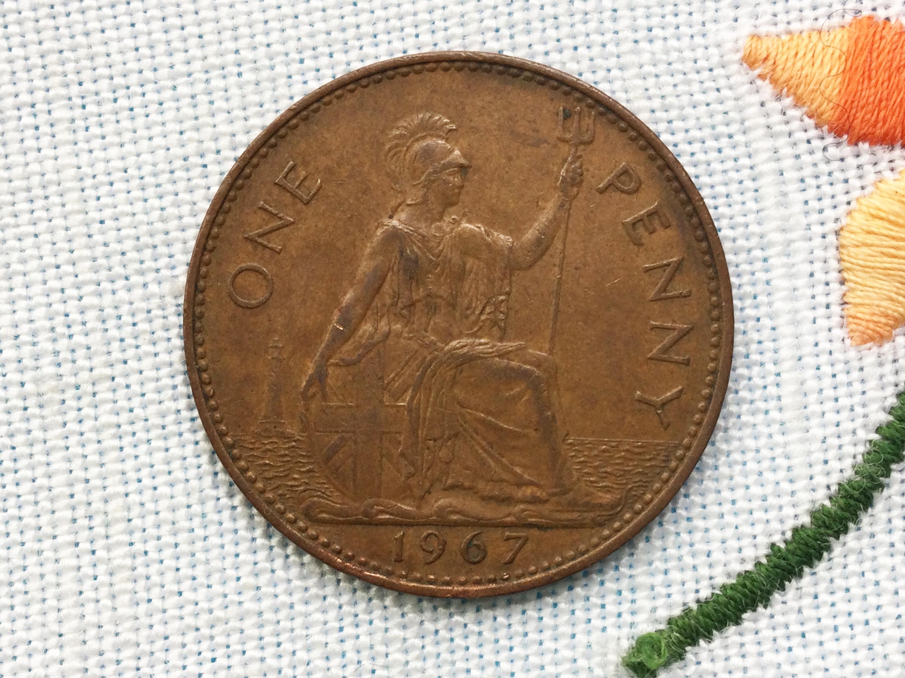 1967 one penny coin - Etsy 日本