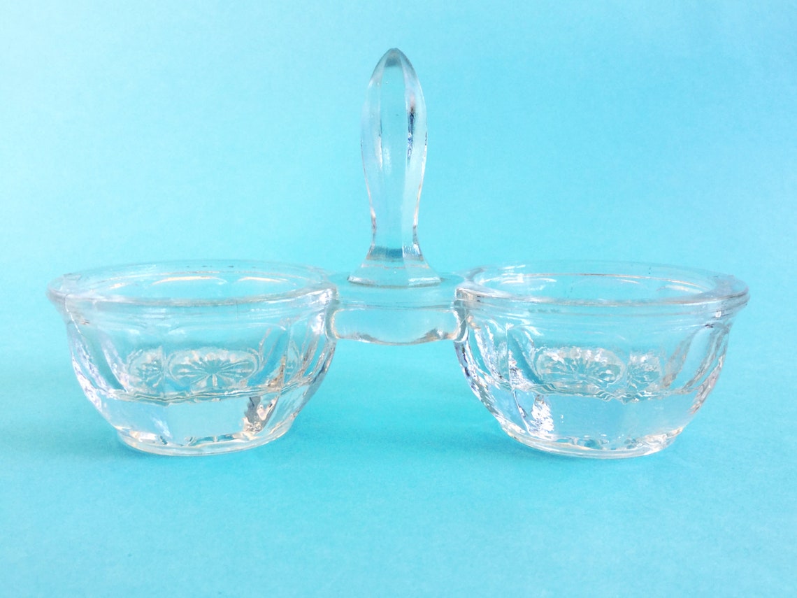 Crystal salt and pepper holder vintage table ware House Etsy